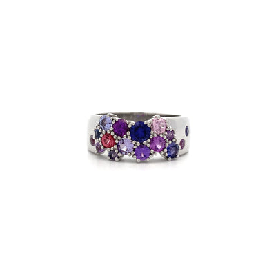 Sapphire Cluster Ring in White Gold