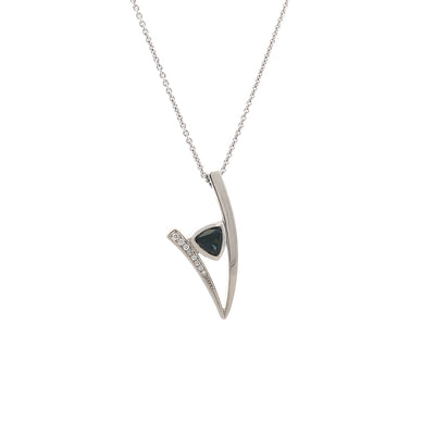 Sapphire V-Shaped Drop Pendant in White Gold | 1.08ctw