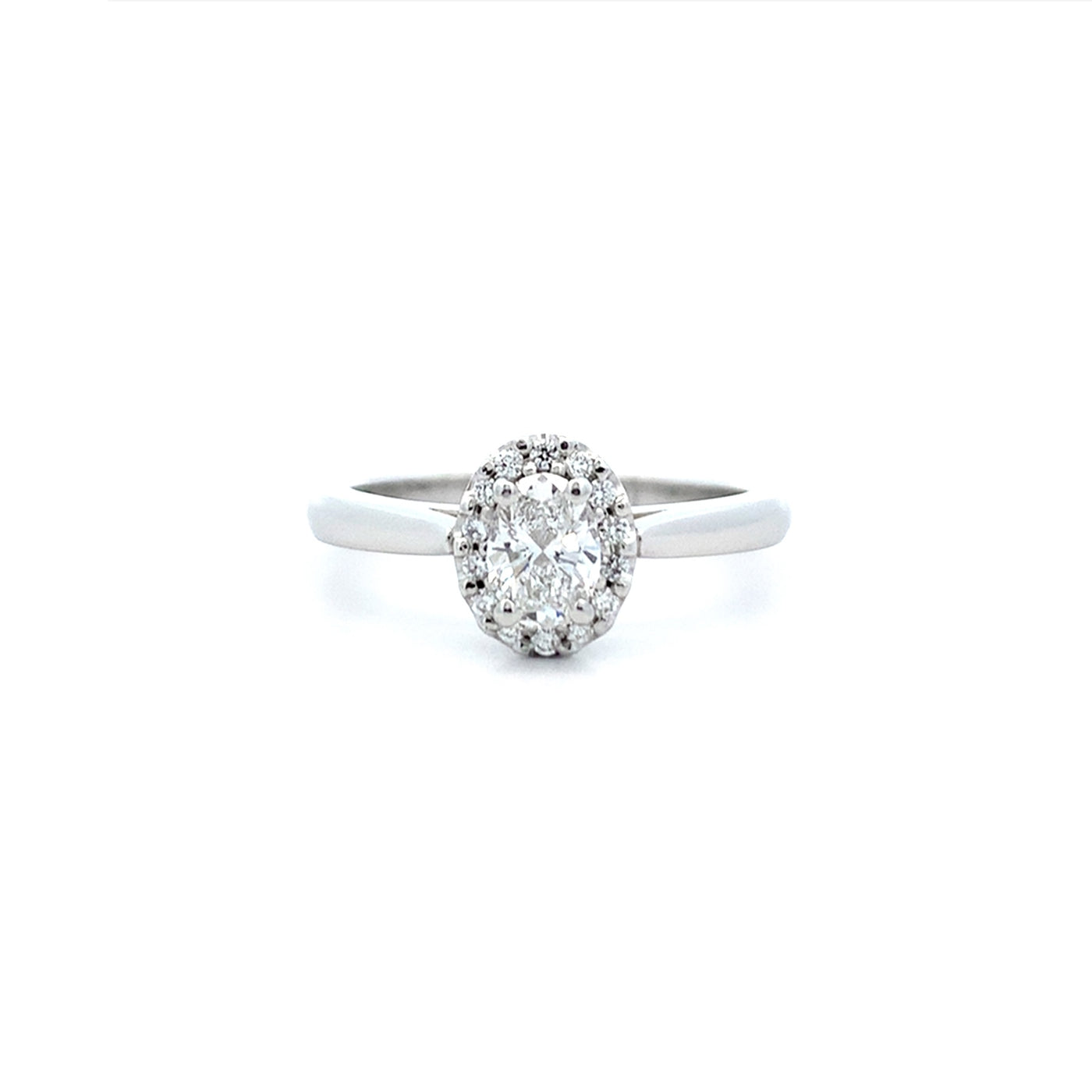 Luminous: Oval Cut Diamond Halo Ring in Platinum | 0.48ctw