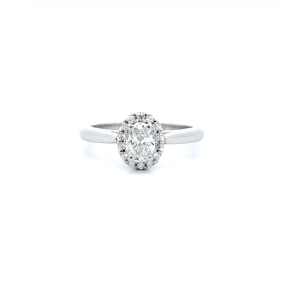 Luminous: Oval Cut Diamond Halo Ring in Platinum | 0.48ctw