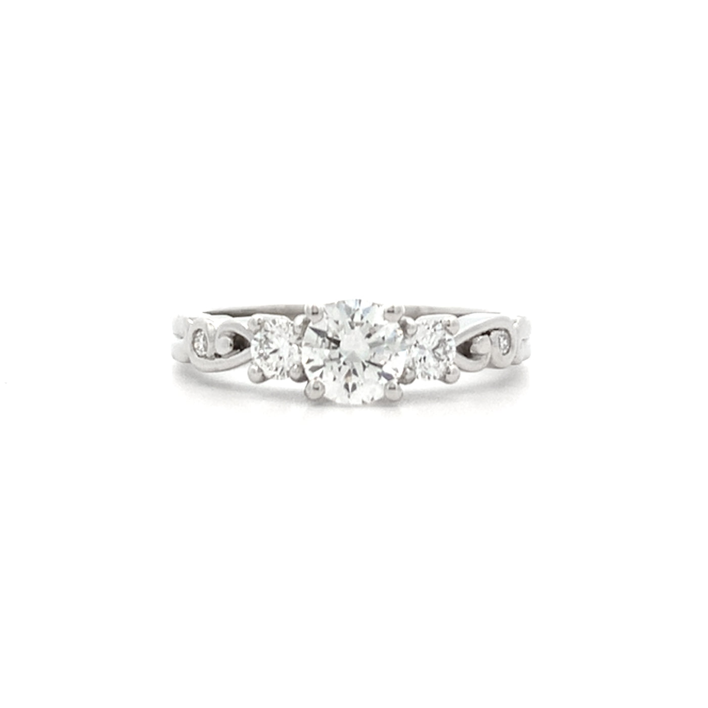 Furl: Brilliant Cut Diamond Three Stone Ring in Platinum | 0.73ctw