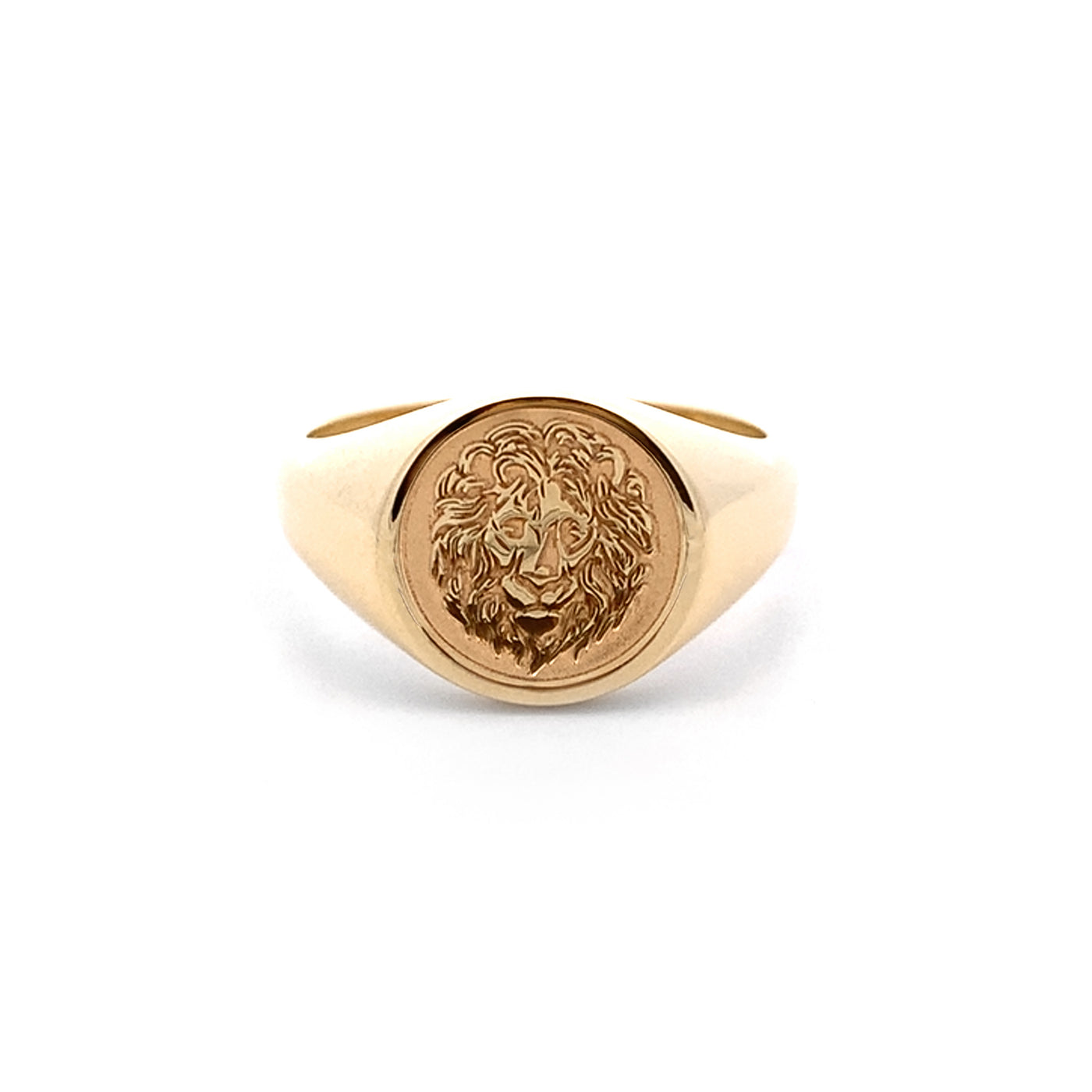 Lion Engraved Signet Ring in Yellow Gold