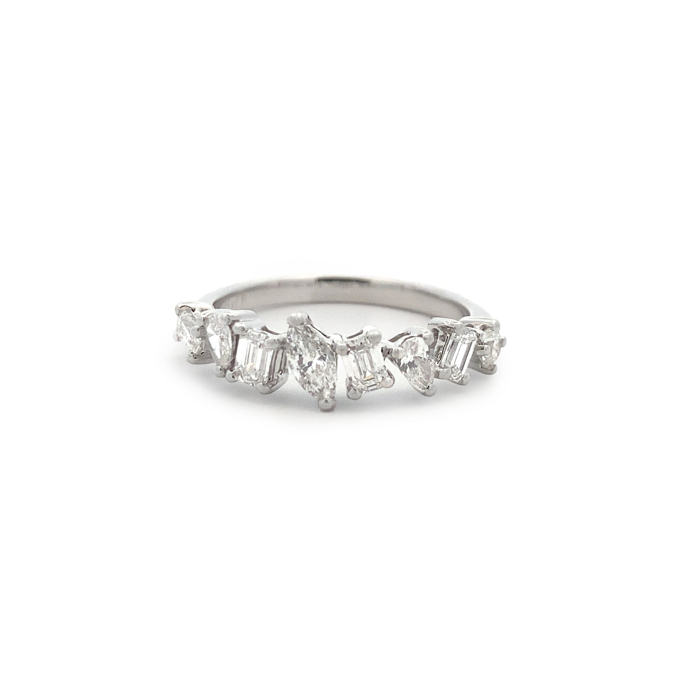 Diamond Cluster Ring with Emerald cut, Pear cut, Marquise cut and round brilliant cut, 0.87ctw