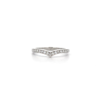 Brilliant Cut Diamond Grain Set V-shaped Ring in Platinum | 0.13ctw