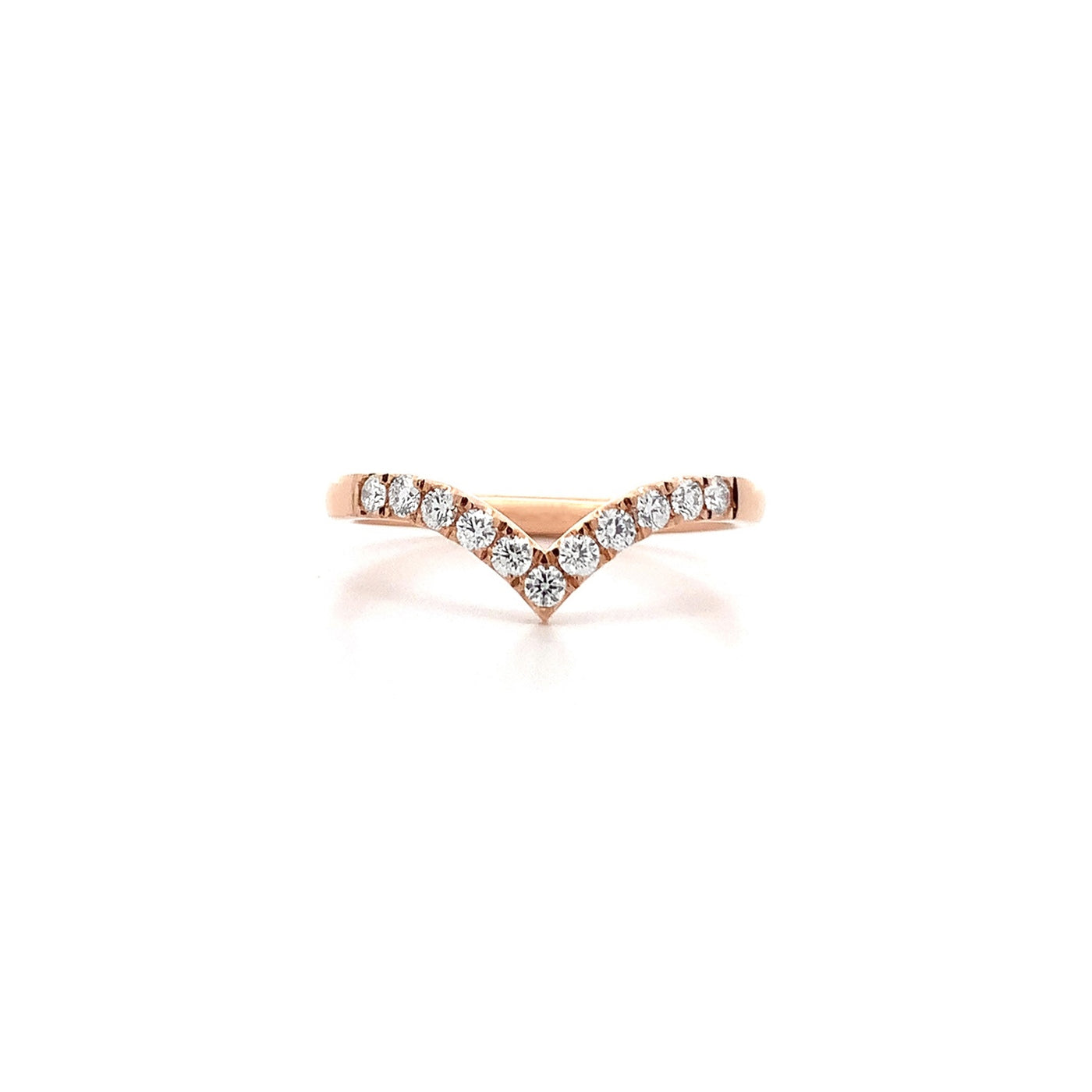 Brilliant Cut Diamond Claw Set V-shaped Ring in Rose Gold