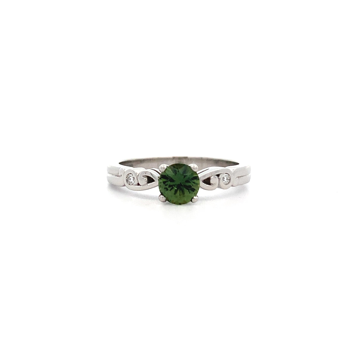 Furl: Green Sapphire and Diamond Ring in Platinum | 0.62ct