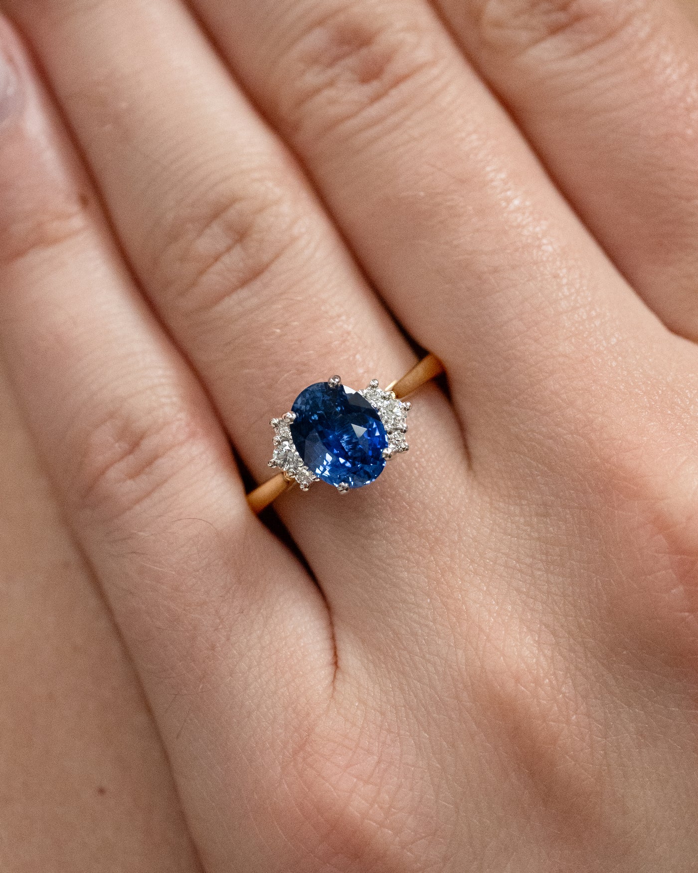 Blue Sapphire and Diamond Cluster Ring in Yellow Gold | 2.36ct
