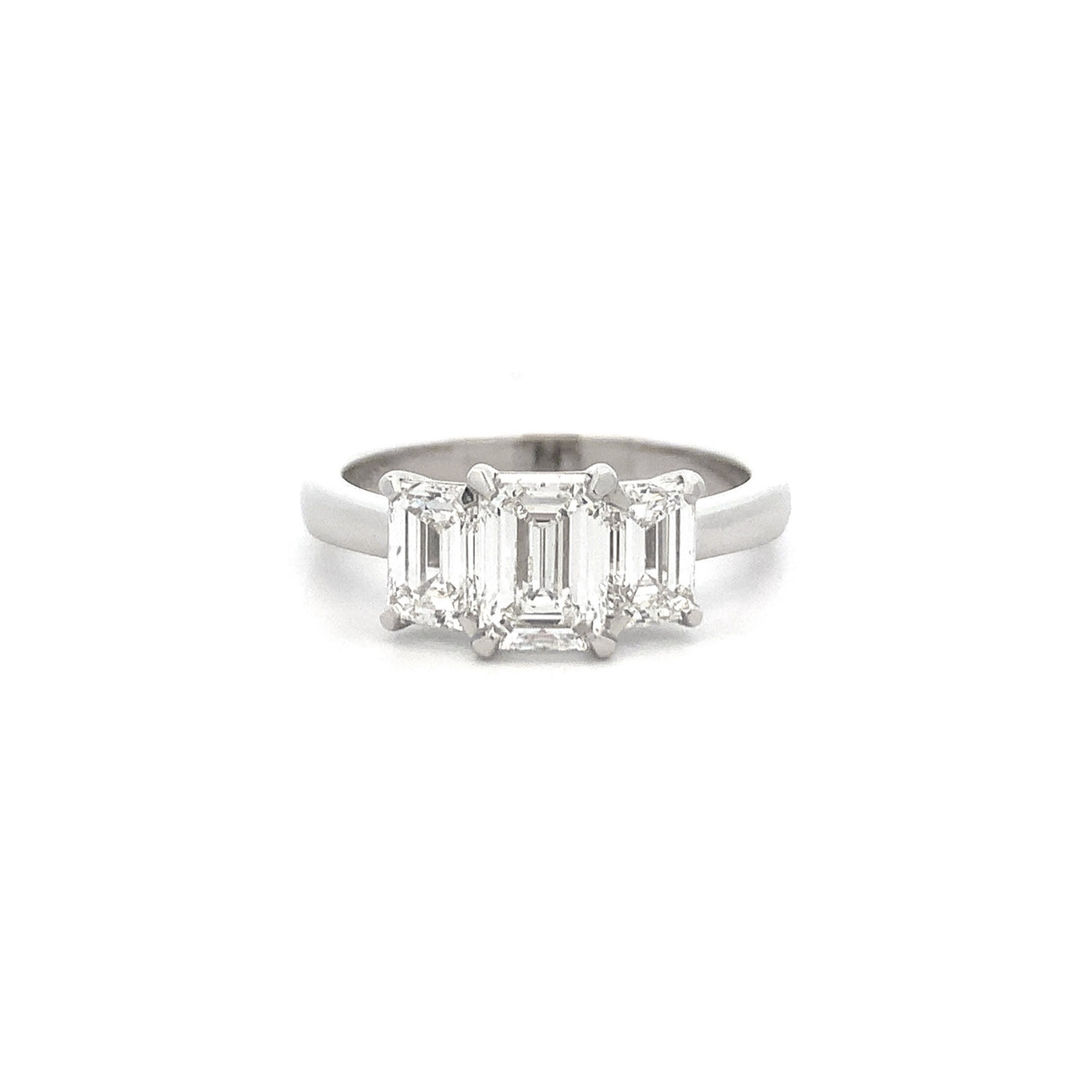 Harmony: Emerald Cut Diamond Three Stone Ring in Platinum | 1.80ctw