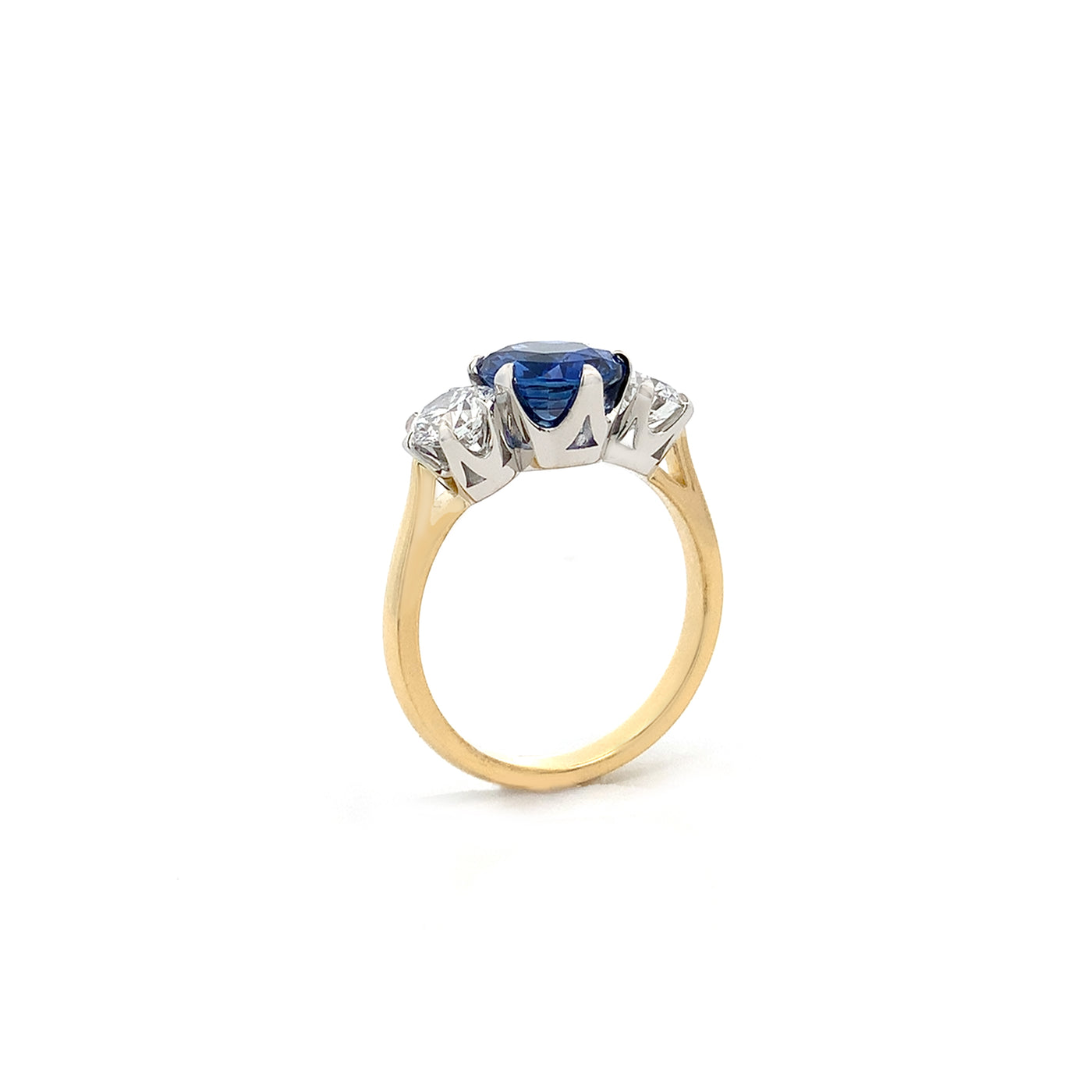 Sapphire and Diamond Three Stone Ring in Yellow Gold | 3.76ctw