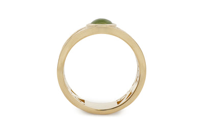 Fern: Pounamu and Diamond Set Ring in Yellow Gold