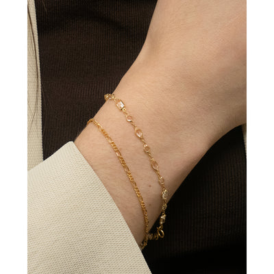 Fine Diamond Cut Figaro Chain Bracelet 3-1 in 9ct Gold