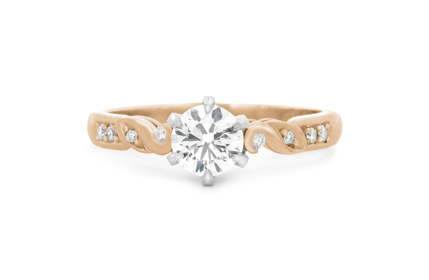 Mockingbird: Brilliant Cut Diamond Solitaire Ring in Rose Gold and Platinum