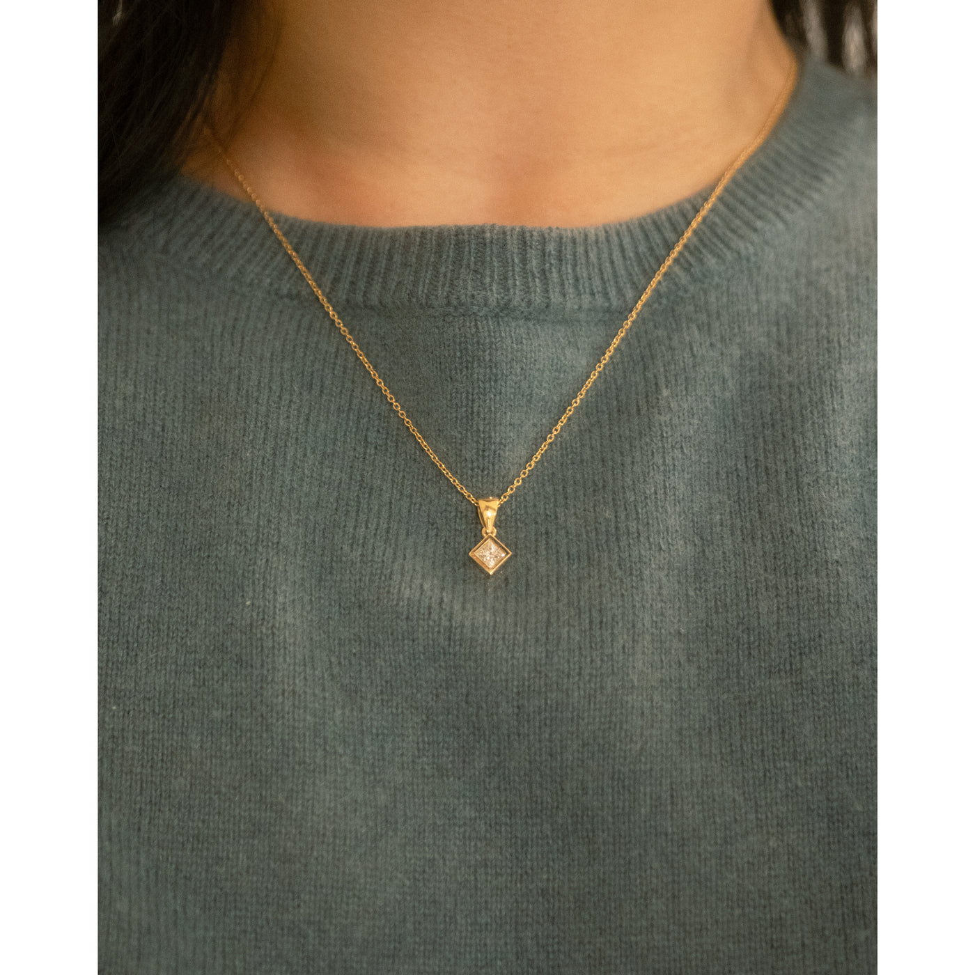 Princess Cut Diamond Pendant in Yellow Gold | 0.28ct