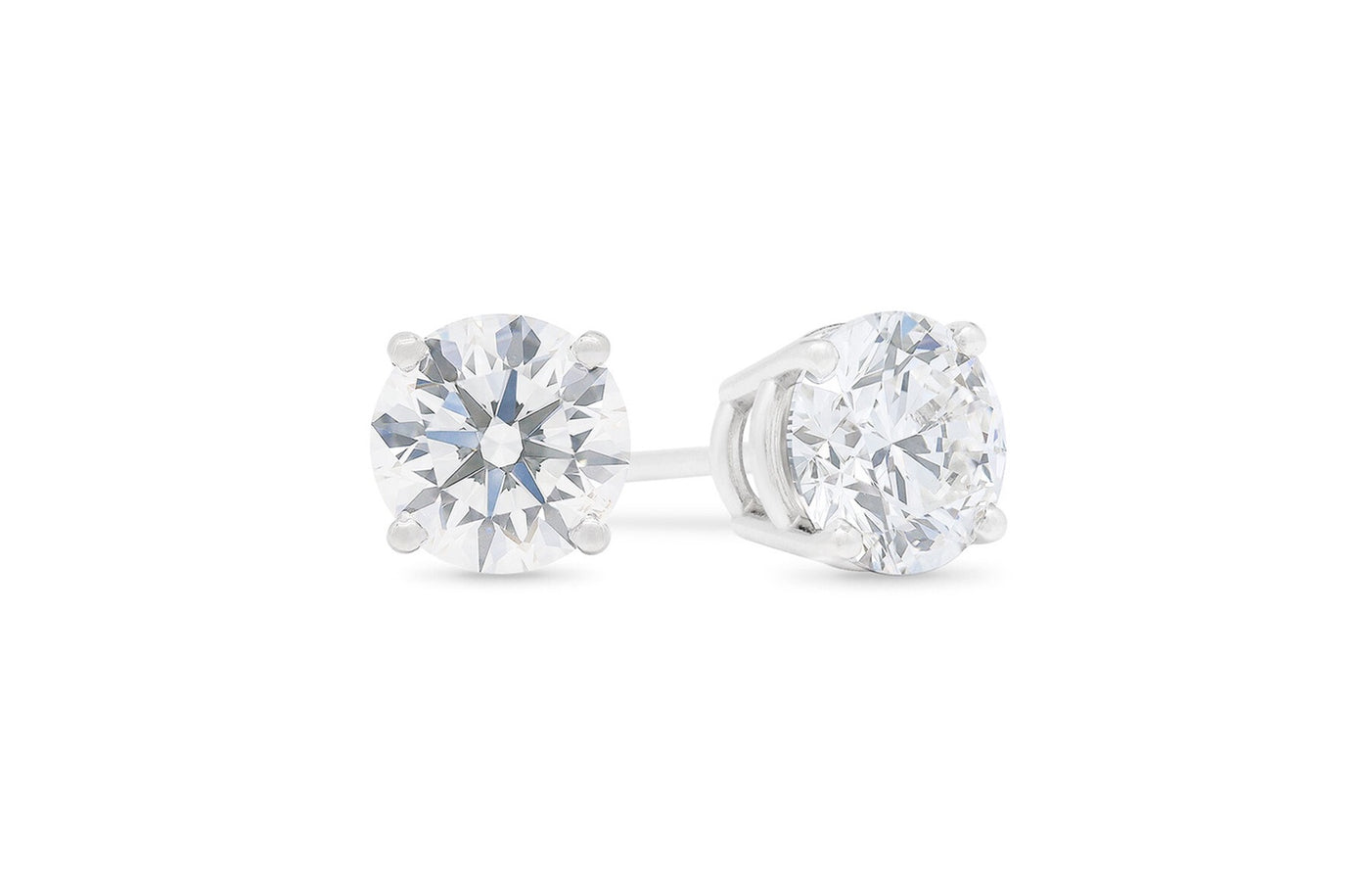 Brilliant Cut Diamond Claw Set Stud Earrings in White Gold | 1.40ctw