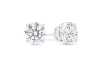 Brilliant Cut Diamond Claw Set Stud Earrings in White Gold | 2.03ctw