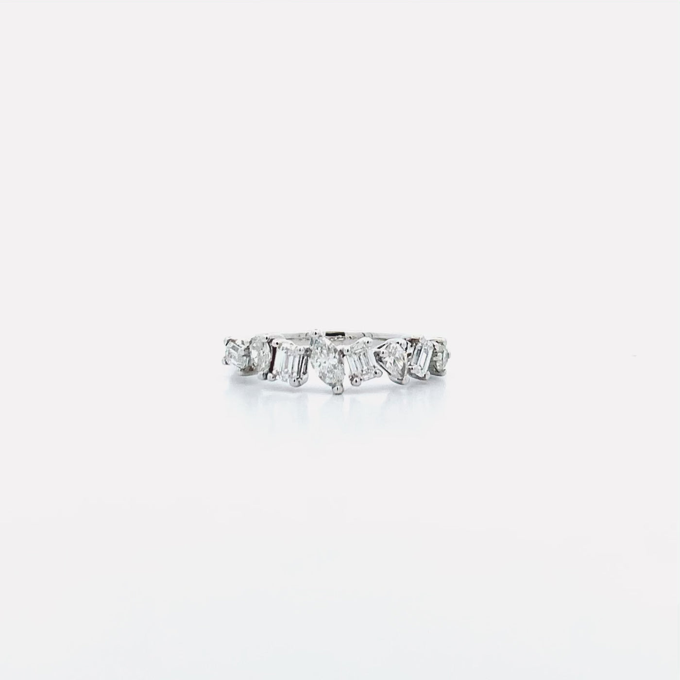 Diamond Cluster Ring with Emerald cut, Pear cut, Marquise cut and round brilliant cut, 0.87ctw