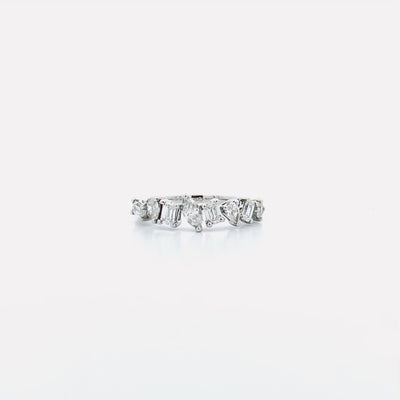 Diamond Cluster Ring with Emerald cut, Pear cut, Marquise cut and round brilliant cut, 0.87ctw