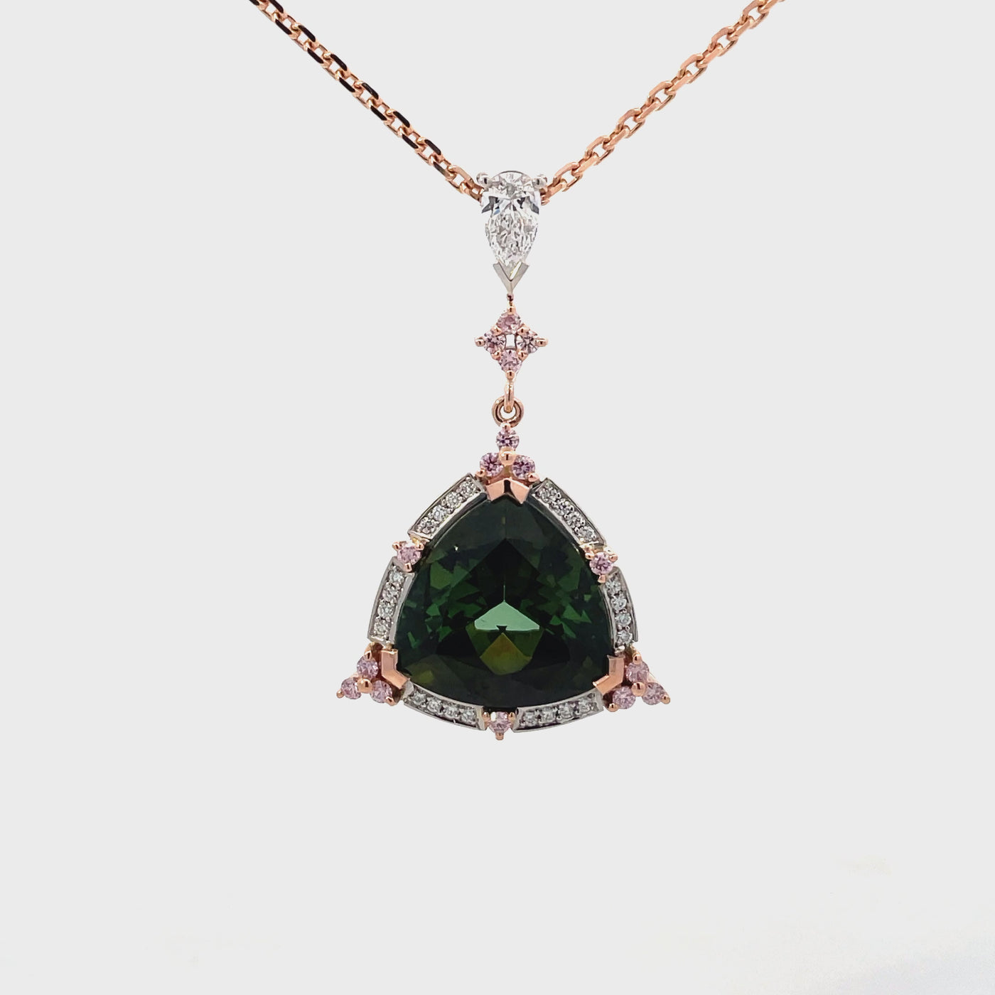 Tourmaline and Argyle Diamond Pendant in Rose Gold | 12.69ctw