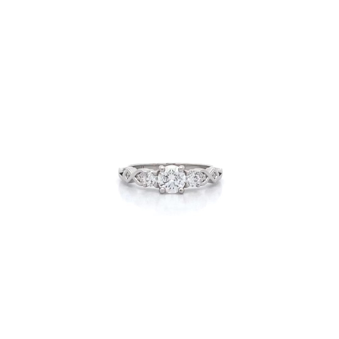 Baile: Brilliant Cut Diamond Three Stone Ring in Platinum | 0.72ctw