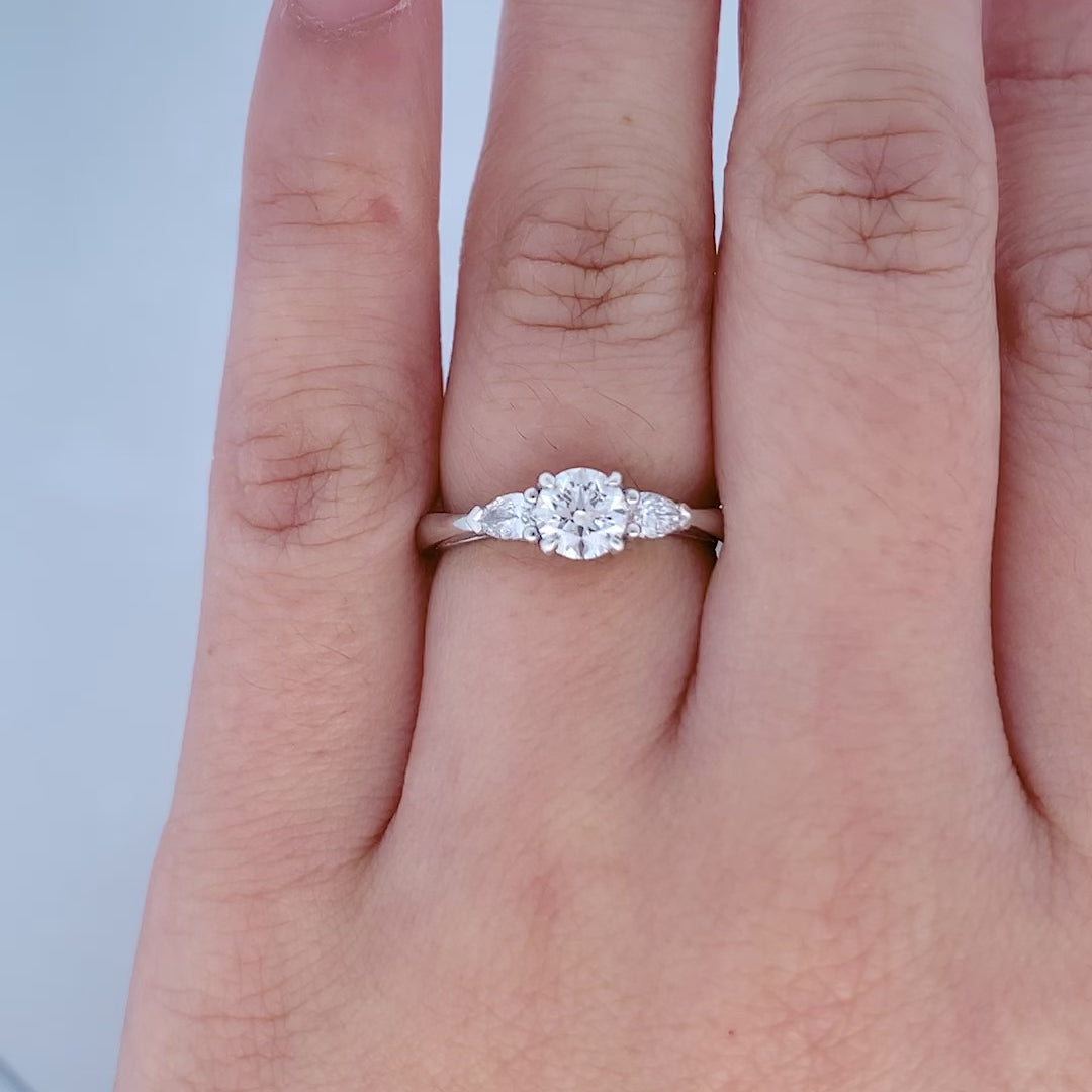 Reflect: Brilliant Cut Diamond Three Stone Ring in Platinum | 0.71ctw