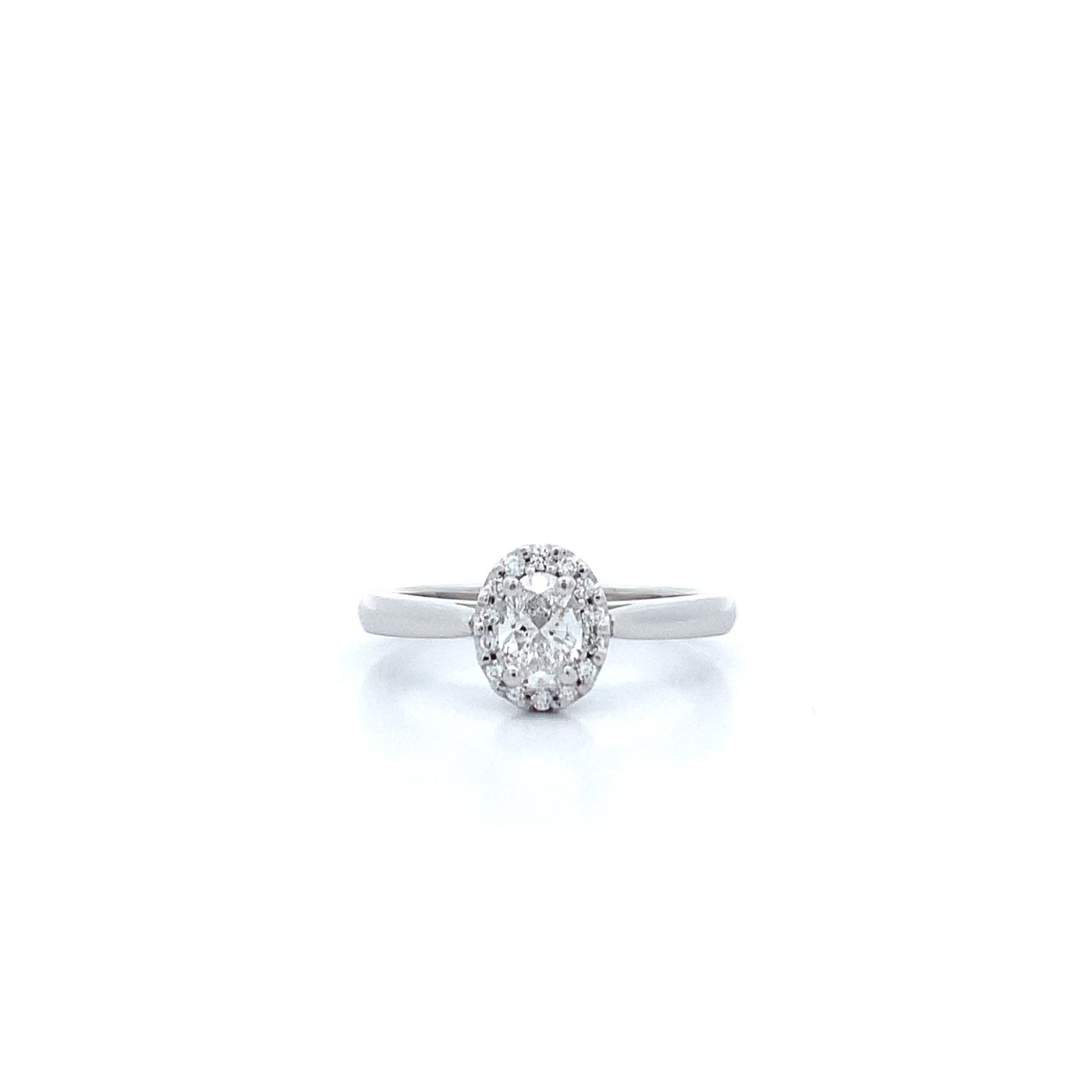 Luminous: Oval Cut Diamond Halo Ring in Platinum | 0.48ctw