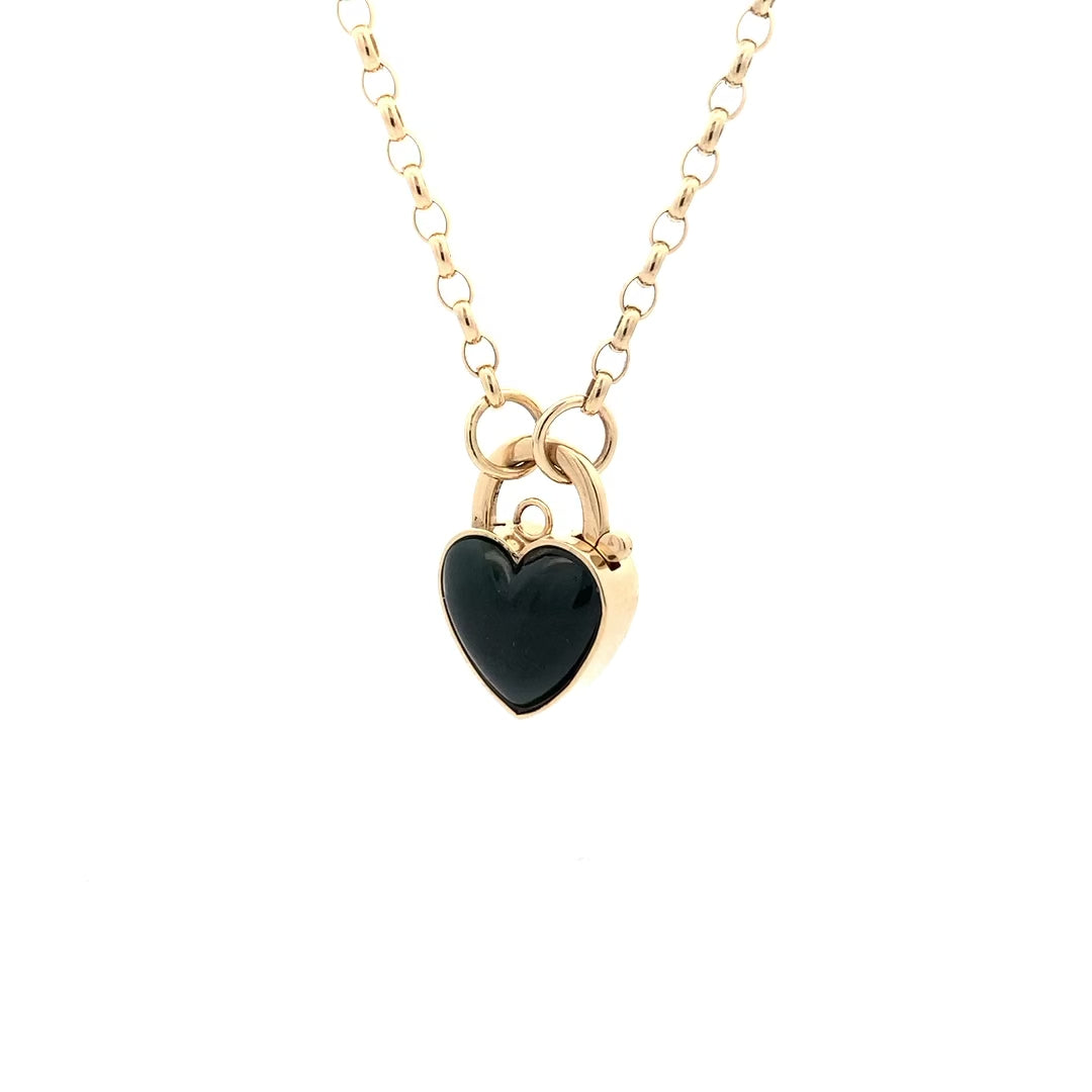 Pounamu Heart Push Locket in Yellow Gold