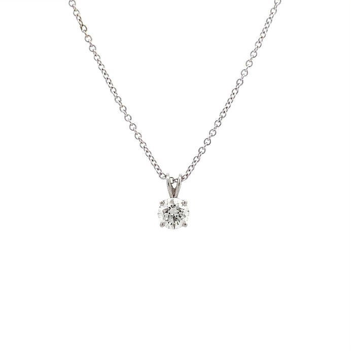 Brilliant Cut Diamond Solitaire Pendant in White Gold | 0.50ct I SI1