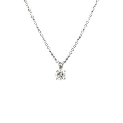 Brilliant Cut Diamond Solitaire Pendant in White Gold | 0.50ct I SI1