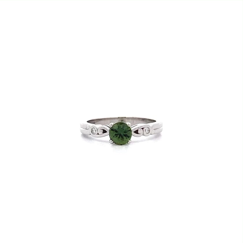 Furl: Green Sapphire and Diamond Ring in Platinum | 0.62ct