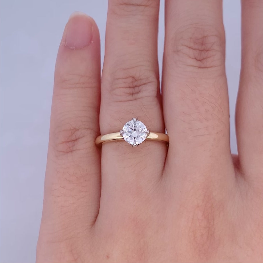 Compass: Brilliant Cut Diamond Solitaire Ring in Yellow Gold | 0.80ct H VS1