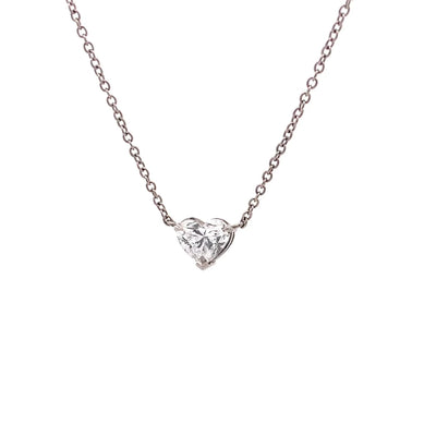 Heart Cut Diamond Pendant in Platinum | 0.90ct D IF