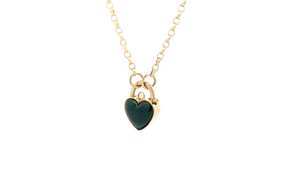 Pounamu Heart Push Locket in Yellow Gold