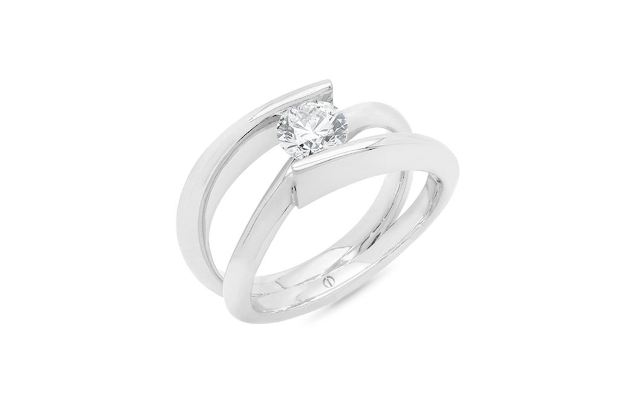 Diamond Solitaire Tension Two Stone Ring Platinum (1.00ct)